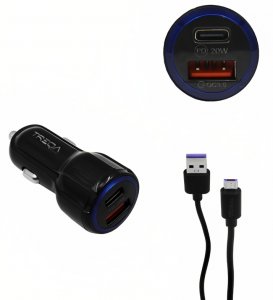 Φορτιστής Αυτοκινήτου Ταχείας Φόρτισης 12V – 24V με Θύρα USB-A 3.1Α και Θύρα USB-C PD 20W  και Καλώδιο Micro USB - Treqa