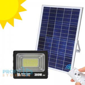 LED Αδιάβροχος Ηλιακός Προβολέας 300W IP67 με Φωτοβολταϊκό Πάνελ, Τηλεχειρισμό και Χρονοδιακόπτη - LED Solar Light Panel