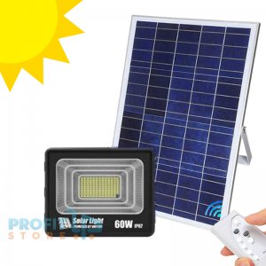 LED Αδιάβροχος Ηλιακός Προβολέας 60W IP67 με Φωτοβολταϊκό Πάνελ, Τηλεχειρισμό και Χρονοδιακόπτη - LED Solar Light Panel