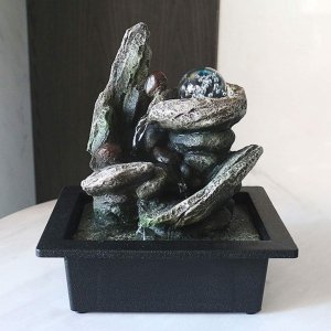Διακοσμητικό Συντριβάνι Feng Shui με Εφέ LED Φωτισμού &amp; Κρυστάλλινη Σφαίρα - 26 x 23 x 18 εκ