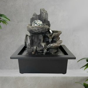 Διακοσμητικός Καταρράκτης Συντριβάνι Feng Shui με Φωτισμό LED &amp; Κρυστάλλινη Σφαίρα