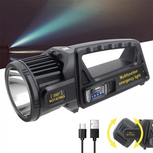 Αδιάβροχος Επαναφορτιζόμενος LED Φακός - Power Bank με Ηλιακό Πάνελ