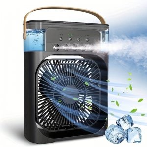 Mini Φορητό Κλιματιστικό - Ανεμιστήρας Ψύξης USB 10W με Spray Νερού Υδρονέφωσης, LED Φωτισμό, 3 Ταχύτητες Αέρα Λευκό Μαύρο - Air Cooler