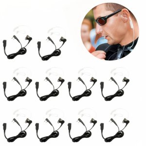 Σετ 10 x Ακουστικά Handsfree 2pin Ασύρματου Spiral Σιλικόνης με Μικρόφωνο Πέτου &amp; Πλήκτρο PTT για Baofeng, PMR, Midland TALK LINE Double Pin