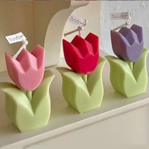 3D Αρωματικά Κεριά σε Σχήμα Τουλίπας σε 3 Χρώματα