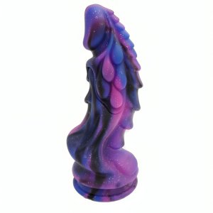 Dragon 23cm Παχύ, Μαλακό &amp; Ευλύγιστο Ανάγλυφο Dildo Σιλικόνης με Ραβδώσεις &amp; Ισχυρή Βεντούζα - Πολύχρωμος Δράκος