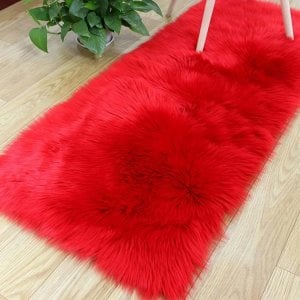 Sheepskin Χνουδωτό Χαλί Διάδρομος Από Συνθετική Γούνα 120x60 εκ.-Κόκκινο