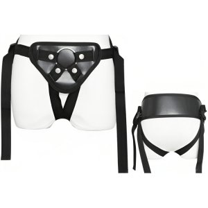 Ζώνη Strap-On με Ρυθμιζόμενους Ιμάντες - Μαύρη Δερματίνη