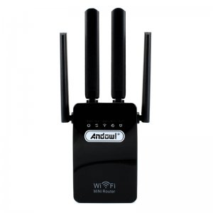 Andowl WiFi Extender Single Band 2.4GHz 300Mbps με 2 Θύρες Ethernet - Μαύρο