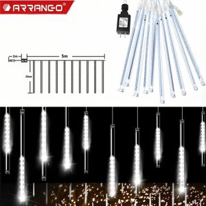 Αδιάβροχη Χριστουγεννιάτικη Κουρτίνα 10 LED Σταγόνες - Σταλακτίτες - Λευκού Ψυχρού Φωτισμού - 5μ - Arrango