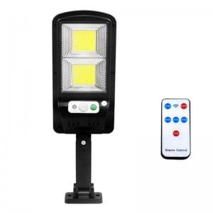 Αδιάβροχο Επιτοίχιο Ηλιακό Φωτιστικό LED 100W 2 LED COB με 3 Λειτουργίες Φωτισμού Αισθητήρα Κίνησης και Τηλεχειριστήριο Jortan