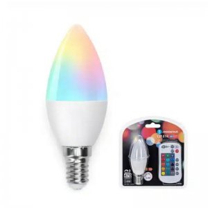 LED Dimmable Λάμπα με Ντουί 4.8W E14 RGBW σε Σχήμα C37 220V με Ασύρματο Χειριστήριο