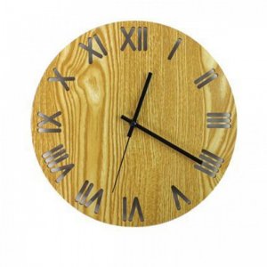 Ξύλινο Ρολόι Τοίχου Quartz Vintage Διαμέτρου 30cm με Λατινικούς Αριθμούς