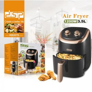 DSP Iσχυρή Φριτέζα Αέρος 1200W με Αποσπώμενο Κάδο 3.5lt και Ρυθμιζόμενο Θερμοστάτη - Air Fryer Μαύρη