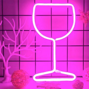 Διακοσμητικό Neon LED Φωτιστικό  Ποτήρι Κρασιού Decoration Lamp Wine Glass 26x14 cm