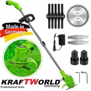 Επαναφορτιζόμενο Χορτοκοπτικό Γκαζόν 36V 8A Kraft World με 2 Mπαταρίες και Φορτιστή- Lawn Trimmer