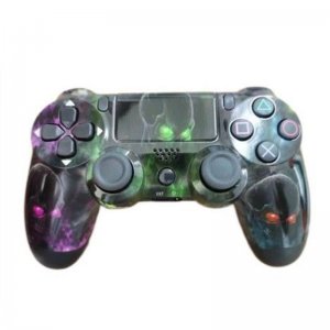 Ασύρματο Χειριστήριο Gamepad PS4   Doubleshock - Συμβατό με PS TV PS Now Wireless Controller Μαύρο με Πολύχρωμες Νεκροκεφαλές