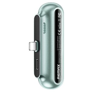 Remax Κάψουλα Mini Power Βank για Φόρτιση iPhone με Οθόνη LED Χωρίς Καλώδιο 3000mAh 15W Πράσινο