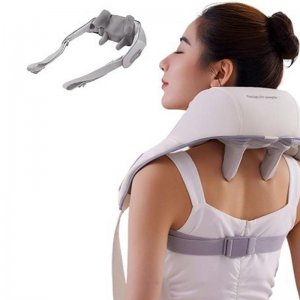 Συσκευή Μασάζ Shiatsu με Χειρολαβές για Λαιμό Πλάτη Ώμους Πόδια με 2 Επιλογές Έντασης &amp;  Θερμότητα Λευκό