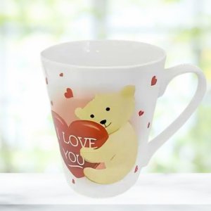 Κεραμική Κούπα Αγάπης 300mL - Λευκή με Διακόσμηση I Love You