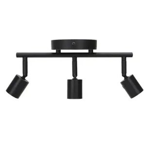 Τριπλό Σποτ με Ντουί GU10 Σε Ράγα από Ανοξείδωτο Ατσάλι- Μαύρο