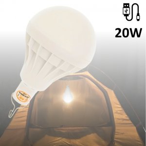 LED Επαναφορτιζόμενη Λάμπα USB 20W 6000K - Με Γάντζο &amp; 5 Λειτουργίες Φωτισμού