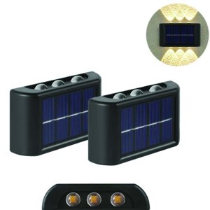 Σετ LED Αδιάβροχα Ηλιακά Επιτοίχια Φωτιστικά για Εξωτερικό Χώρο με 6 SMD και Ενσωματωμένο Πάνελ σε Θερμό Λευκό Φωτισμό 2τμχ
