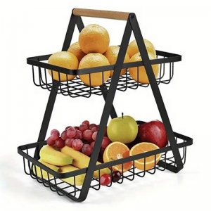 Μεταλλική Φρουτιέρα με 2 Ορόφους Μαύρη – 30x18x31cm