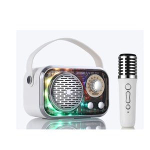 Φορητό Μίνι Ηχείο Ηχοσύστημα Bluetooth Καραόκε με Ασύρματο Μικρόφωνο Sodo Λευκό