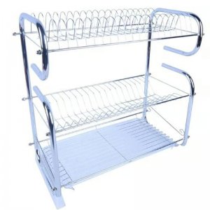 Μεταλλική Πιατοθήκη Στραγγίσματος 47x23x28 cm Ασημί