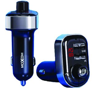 FM Transmitter Αυτοκινήτου με 2 Θύρες USB και Τροφοδοσία Ρεύματος Αναπτήρα Moxom