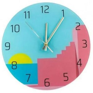 Ρολόι Τοίχου Quartz Διαμέτρου 30cm με Μεγάλους Αριθμούς και Όμορφα Χρώματα