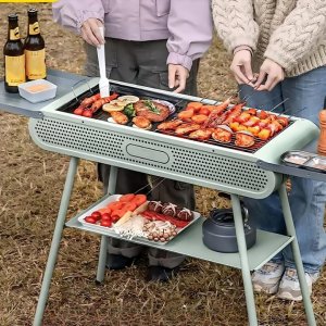Φορητή Πτυσσόμενη Ψησταριά Μπάρμπεκιου - Grill Κάρβουνου - Με 3 Βοηθητικές Επιφάνειες 83x44x102cm
