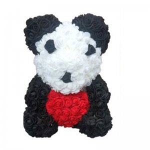 Αρκουδάκι Panda από Τεχνητά Τριαντάφυλλα 40cm