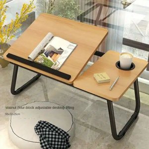 Βοηθητικό Τραπεζάκι για Ανύψωση Laptop 55x32x25cm με Ποτηροθήκη Μπεζ