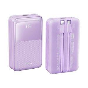 Power Bank 20000mAh PD20W και QC22.5W με Οθόνη και 2 Καλώδια Γρήγορης Φόρτισης σε Μοβ Χρώμα