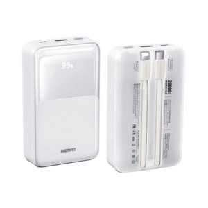 Power Bank 20000mAh PD20W και QC22.5W με Οθόνη και 2 Καλώδια Γρήγορης Φόρτισης αε Λευκό Χρώμα