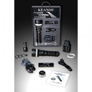 KEANOS®  Σετ Extra Bright Αδιάβροχος Υποβρύχιος Καταδυτικός Φακός Aegean 1700lm Premium Edition με Διπλά Ο-Rings