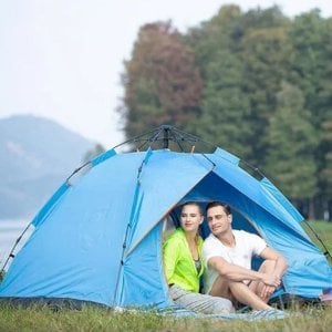 Αδιάβροχη POP UP Αυτόματη Σκηνή Camping για 3 Άτομα με Θήκη Μεταφοράς 200x220x140εκ. Μπλε