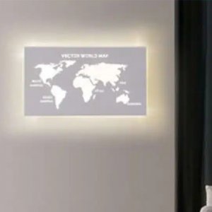 Μοντέρνο Φωτιστικό Τοίχου Παγκόσμιος Χάρτης με LED Θερμό Φως 13W IP20 28.5x16cm ForHome