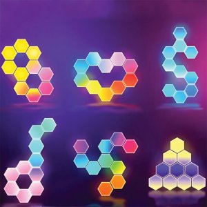 Επιτοίχιο Διακοσμητικό Φωτιστικό LED Wifi - RGB σε Εξάγωνο Σχήμα με Τηλεχειριστήριο, Ρυθμιζόμενα Χρώματα και Λειτουργία Μουσικής 10τμχ Tuya Λευκό
