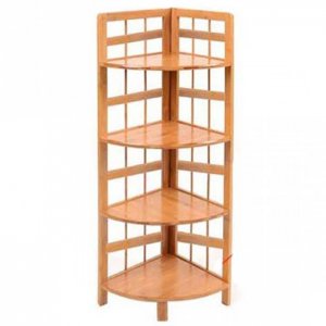 Γωνιακή Ραφιέρα Δαπέδου από Bamboo με 4 Ράφια 123x29x29 cm