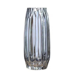 Γυάλινο Aνθοδοχείο με Aνάγλυφη Eπιφάνεια “Elegance Grey Long” Διαστάσεις 13x30cm