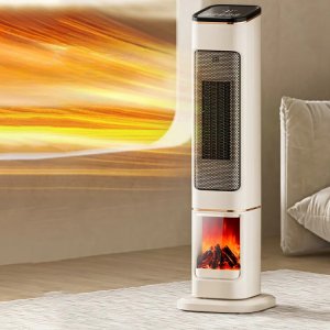 Αερόθερμο Πύργος 2000W με Οθόνη Αφής, Χρονοδιακόπτη, Τηλεχειριστήριο &amp; Εφέ Τζακιού