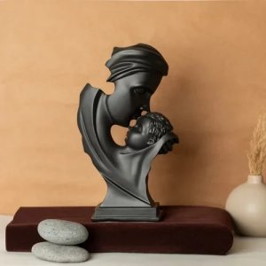 Επιτραπέζιο Διακοσμητικό “Mother” - Μητέρα και Υιός Ρητίνης Μαύρο 20x7x16cm