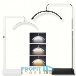 Επιδαπέδιο Κυρτό Φωτιστικό LED Half Moon Λάμπα 36W με Ρυθμιζόμενο Ύψος, Περιστροφή 360°, Τηλεκοντρόλ &amp; Βάση Κινητού – για Αισθητικούς, Nail Artists, Beauty Salons