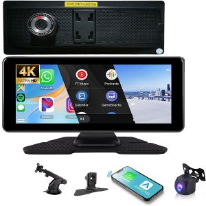 Φορητό Στερεοφωνικό Αυτοκινήτου Bluetooth με Oθόνη Aφής 26.06cm &amp; Eνσωματωμένη Kάμερα