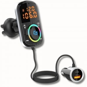 2 σε 1 Ταχυφορτιστής  &amp; FM Transmitter Αυτοκινήτου με Οθόνη LCD, Bluetooth 5.0, FM, Mp3 Player &amp; Handsfree Car Kit