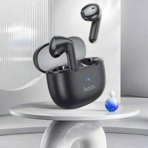 Bluetooth Handsfree In-Ear Ακουστικά με Θήκη Φόρτισης και Noise Cancellation Hoco σε Μάυρο Χρώμα