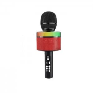 Ασύρματο Μικρόφωνο Karaoke με Led, Ενσωματωμένο Ηχείο και Εφέ Ήχου Κόκκινο